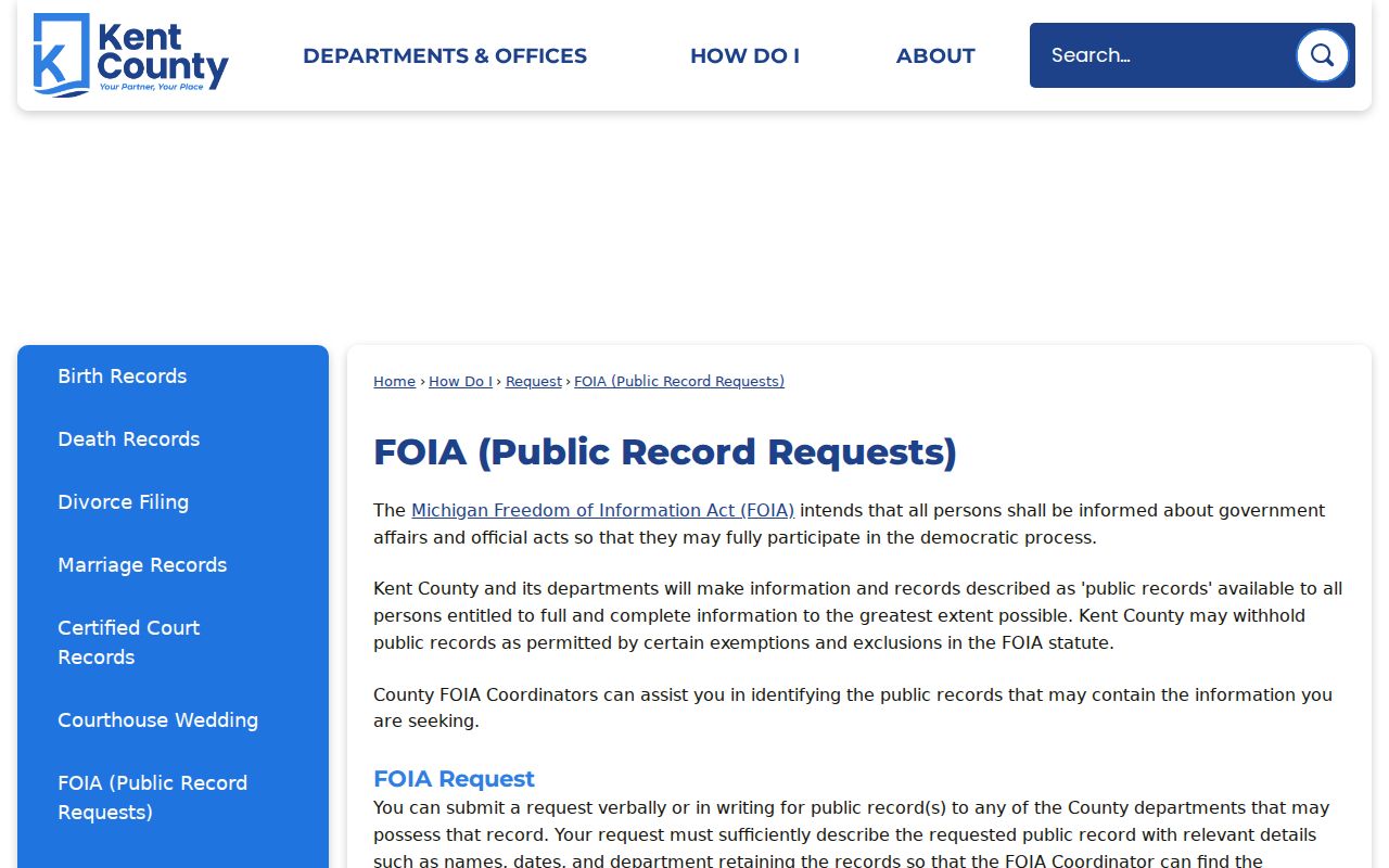 Walker residents directory Kent County FOIA public-record request source