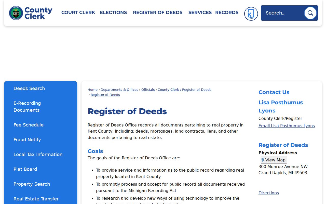 Walker residents directory source at the Kent County Register of Deeds