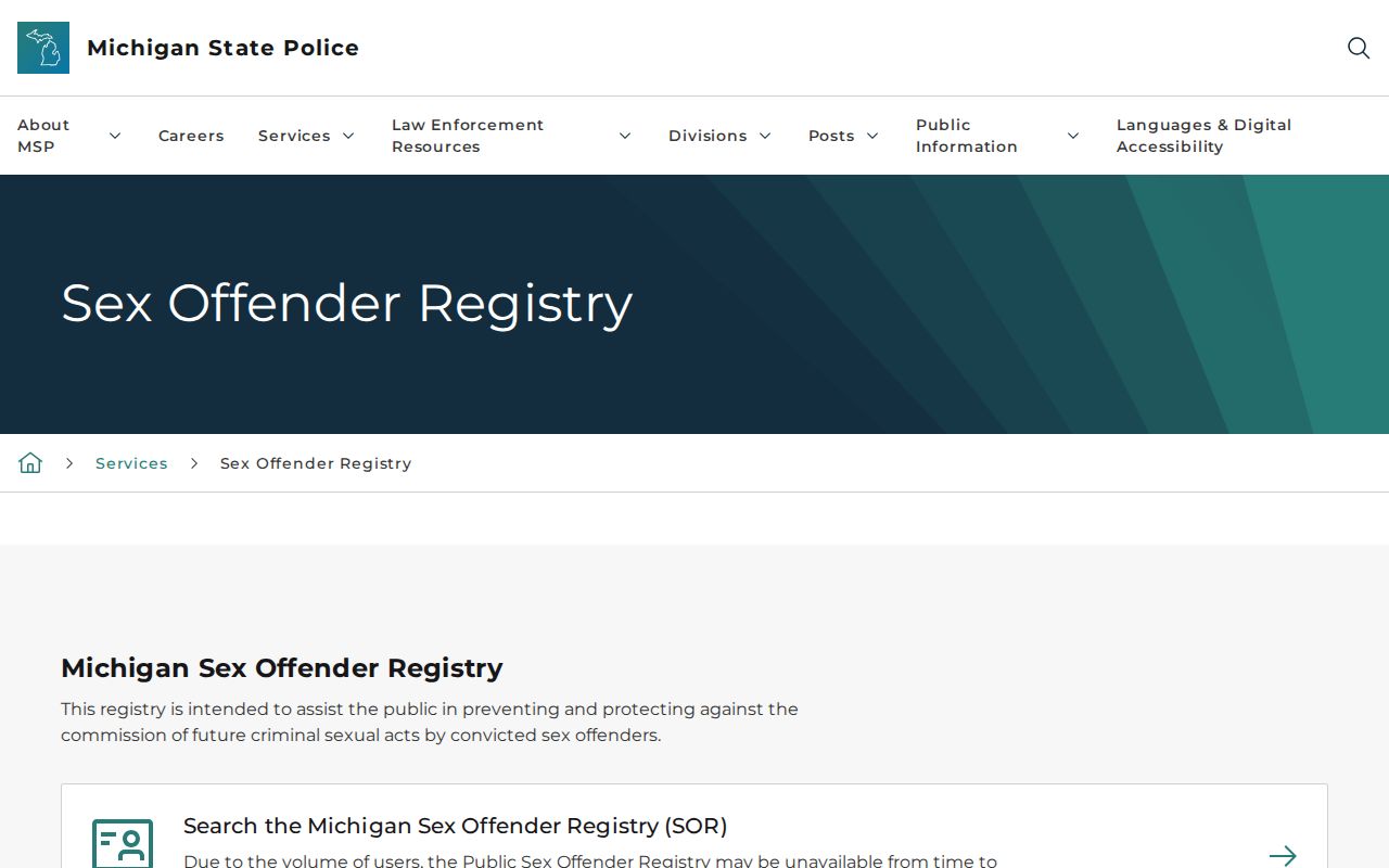 Walker residents directory official Michigan State Police registry search source