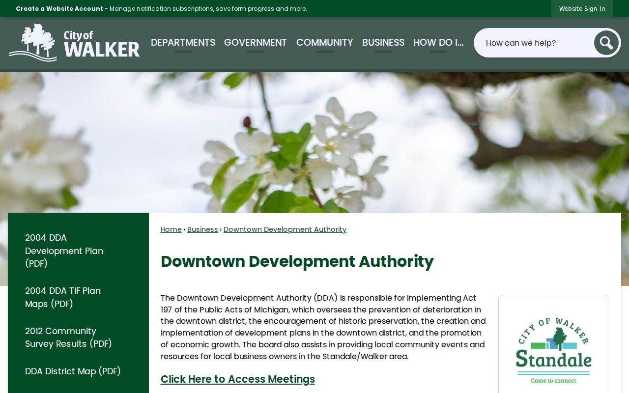 Walker neighbors view of the Standale civic organization page